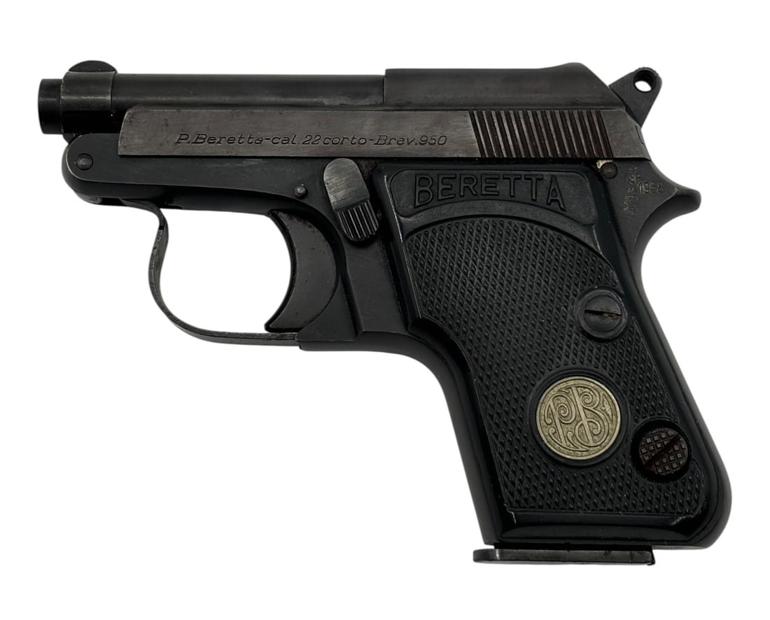 1958 Beretta Model Brev 950 .22 SHORT Semi-Automatic Pistol: S#: 79245CC | 2-3/8" Barrel Length | Comes with (1) Magazine | "1958" Date on the Frame of Pistol . Has Italian Proof Markings Next To The Date. |||| CONDITION: Very Good. Retains 98% of Original