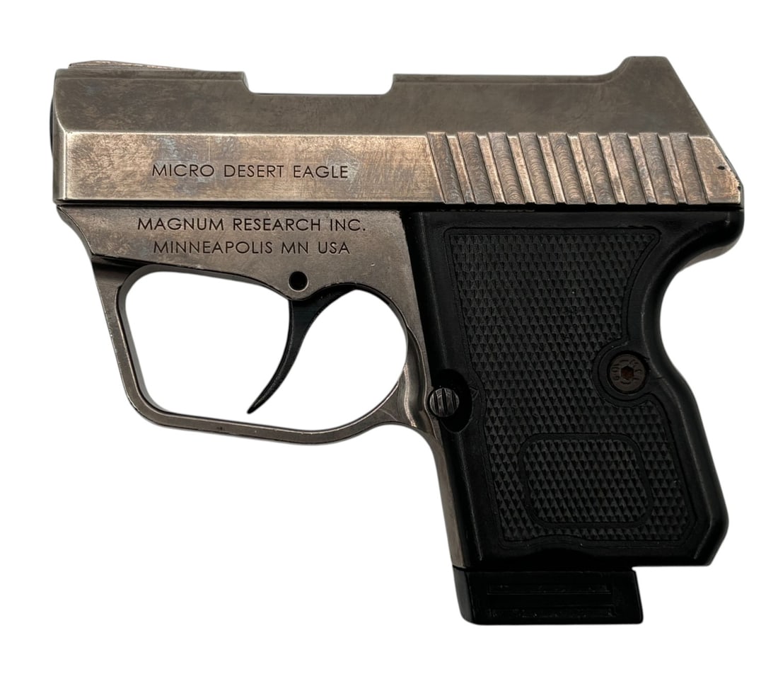 Magnum Research Micro "Baby" Desert Eagle .380 Auto Semi-Automatic Pistol: S#: ME08537 | Comes with (1) Magazine |||| CONDITION: Very Good. Pistol Retains 90% of Original Stainless Steel Finish. Bore is Excellent. Pistol has Minor Usage Wear and Storage Wear. Mechanically