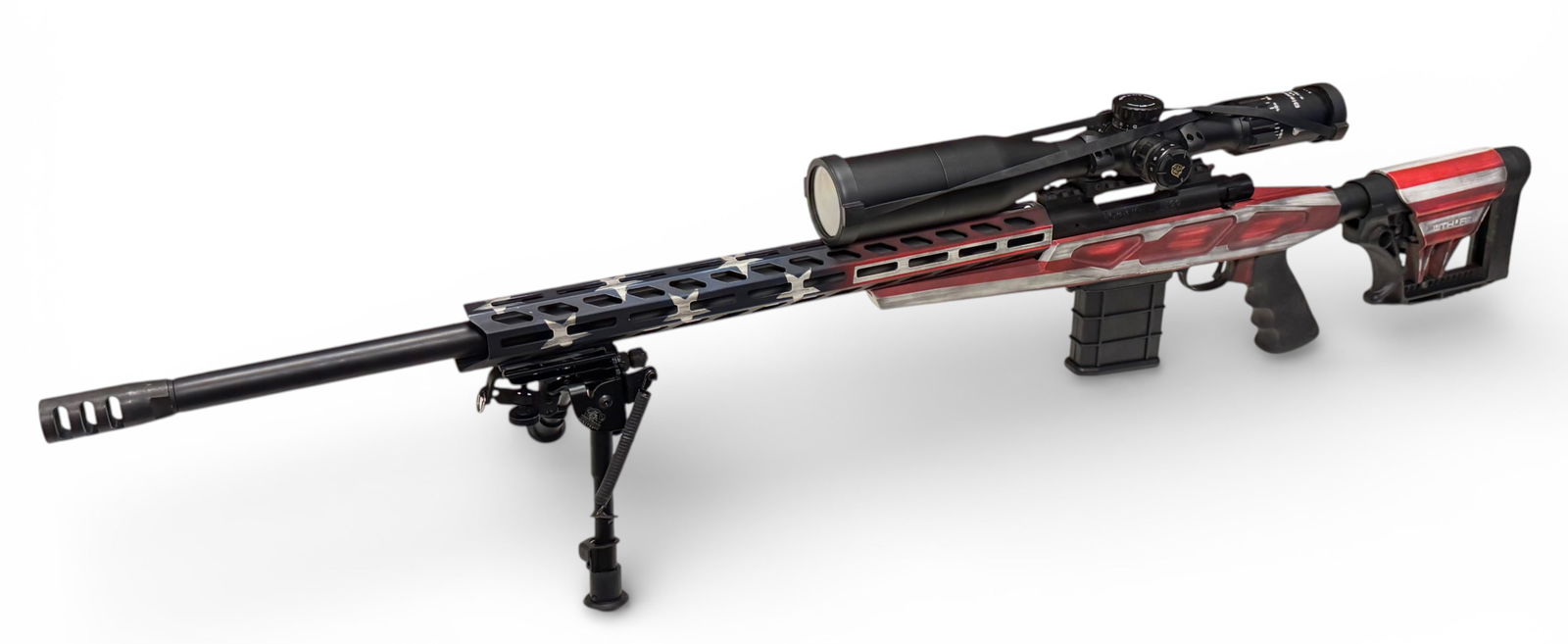 Excellent Howa Model 1500 APC Chassis 6.5 Creedmoor Bolt Action Sniper Rifle with Scope and Bipod: S#: B549486 | 24" Barrel with a 2.5" muzzle brake | Comes equipped with a nice Buffalo River bipod and a Nikko sterling diamond LR 4-16x50 illuminated scope | Comes with (1) magazine | Nice American