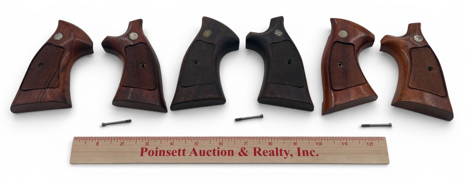 (3) Sets of Factory Smith & Wesson N-Frame Revolver Take-Off Grips / Stocks with Screws: See Photos. Some sets are dated. Conditions Vary. Some show minor damage and/or repairs. 
