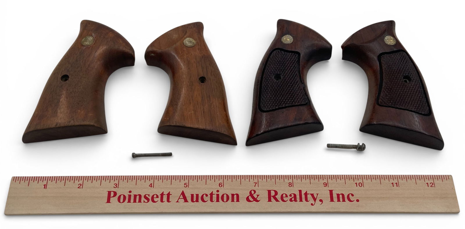 Excellent Factory Smith & Wesson N-Frame and K-Frame Revolver Take-Off Grips / Stocks with Screws: See photos. One set is marked inside N-RH/N-LH and the other darker set appears to be for a K-Frame, but could also be for an N-Frame as well. Use your best judgement. 