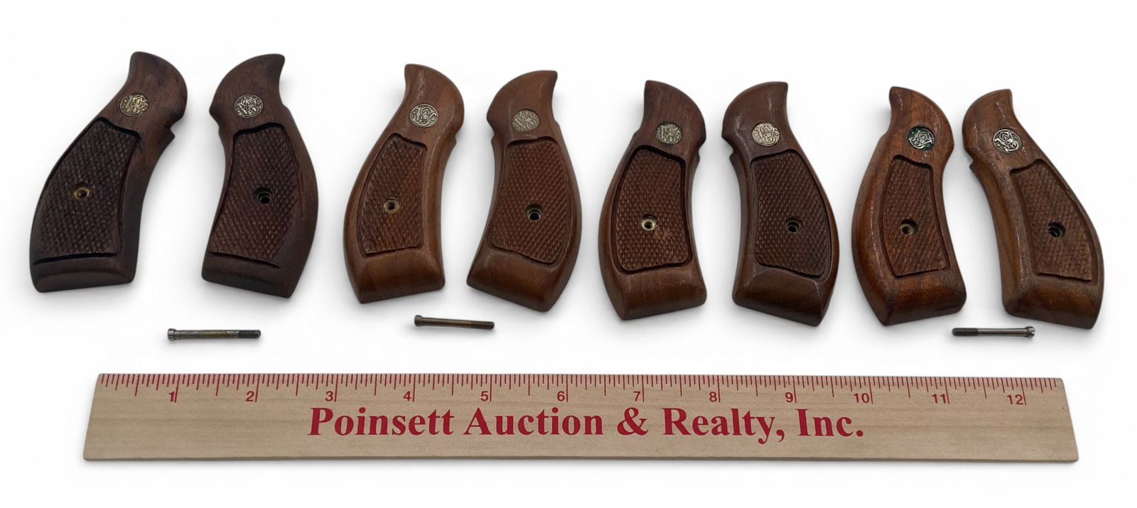 (4) Sets of Factory Smith & Wesson Revolver Take-Off Magna Grips / Stocks with Screws: See Photos. Conditions Vary. Most look good. One pair has no screw. 