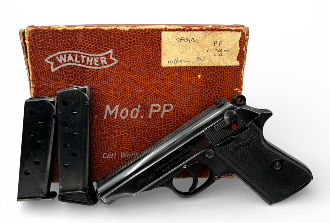NIB 1965 Walther Model PP .32 ACP Pistol in Original Box: S#: 351470 | Comes with (2) Magazines |||| CONDITION: New in Box. Bore is Excellent. Mechanically Functions. See Photos. ||||| FFL CLASS: C&R 