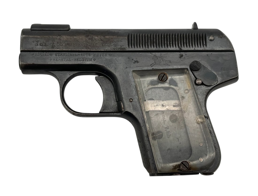 WWI Imperial Stamped Bayard M1908 Semi-Automatic .32 ACP Pistol with Sweetheart Grips: S#: 139057, matching on frame and slide | Has imperial stamps on right side of frame and slide | Comes with (1) original 7.65 marked magazine and nice and extremely rare transparent Sweetheart grips