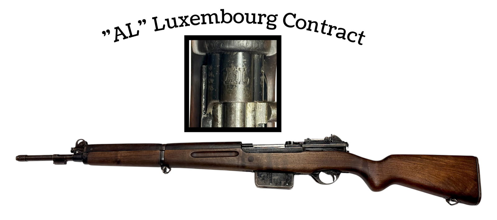 Desirable Belgium FN49 Luxembourg Contract Semi-Automatic .30-06 SPRG. Rifle: S#: 3352, matching on front and rear of receiver | Top of receiver is stamped with AL | Left side of receiver is stamped with a flaming bomb, the number 1, flaming bomb and number 2 | Comes with (1) m