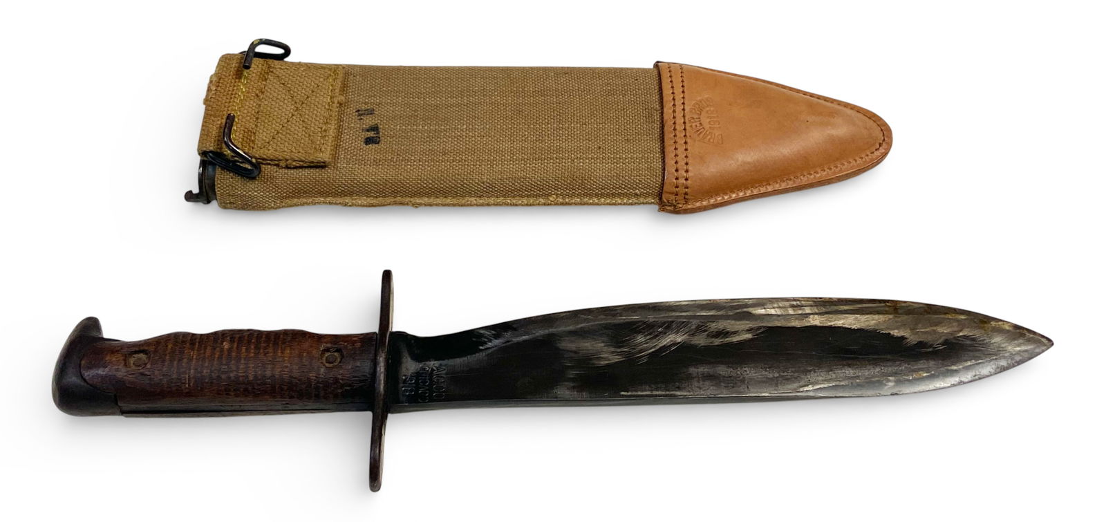Rare US WWI M1917 Bolo Knife dated 1918 by American Cutlery Co. with Scabbard (1 of 9)