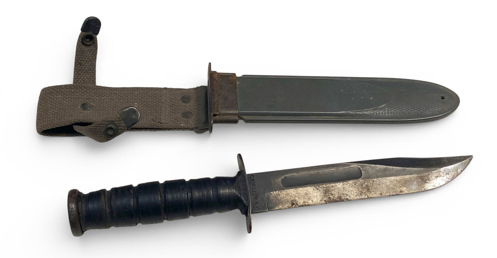 WWII USN Mark 2 Knife by Camillus, N.Y. with Correct USN MK.2 Scabbard (1 of 9)