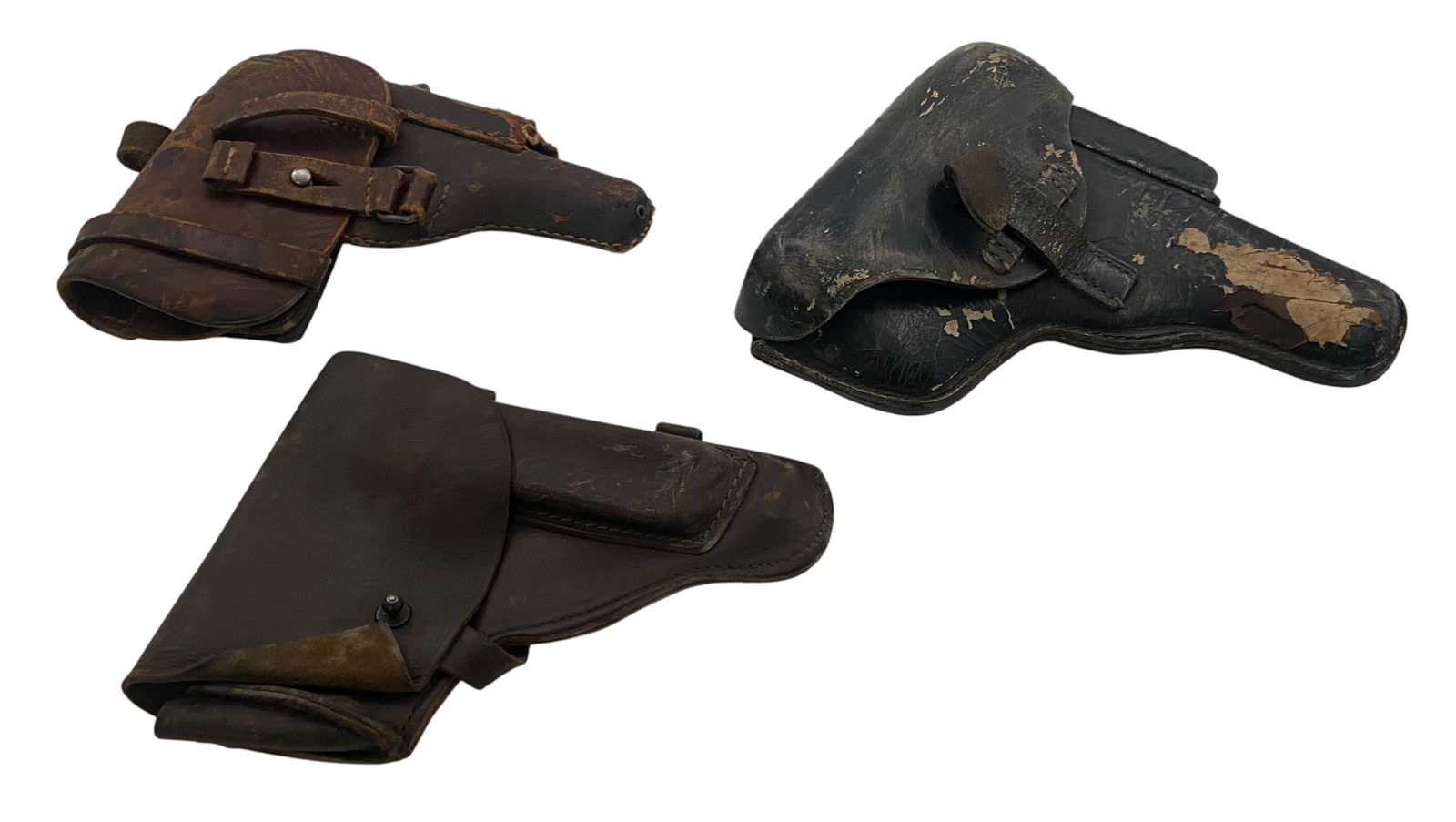(3) Military Holsters: 1- Browning Hi-Power, 2- 1922 Drop Holster, 3- Makarov 
