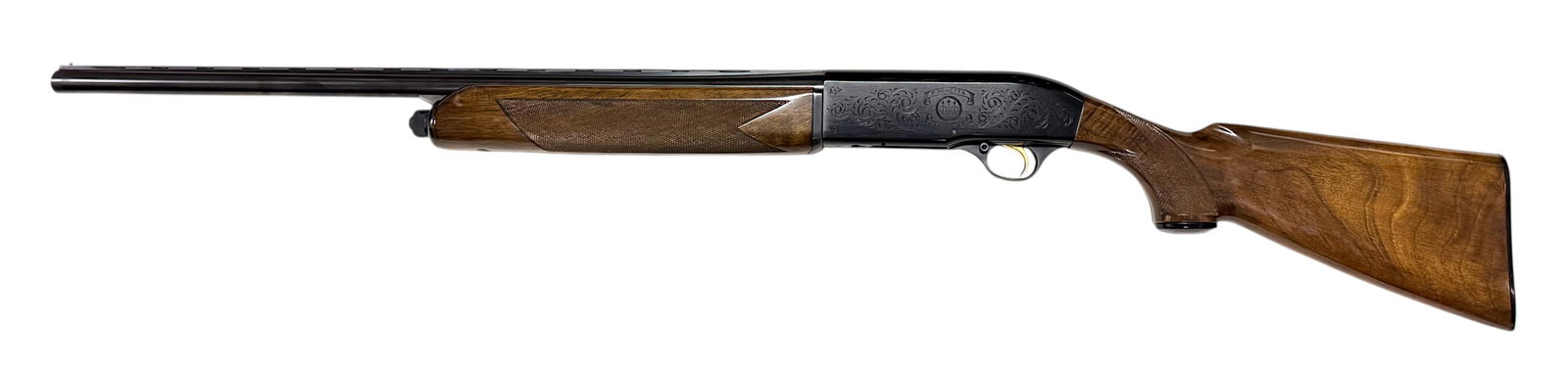 Excellent Beretta Model A L2 Semi-Automatic 12 GA. With Vent Rib: S#: D08624 | 26" Imp. Cyl. Barrel with 2-3/4" Chamber | Nice vent rib on barrel with steel bead front sight | Beautiful black finish engraved receiver and nice high gloss wood furniture with very fine