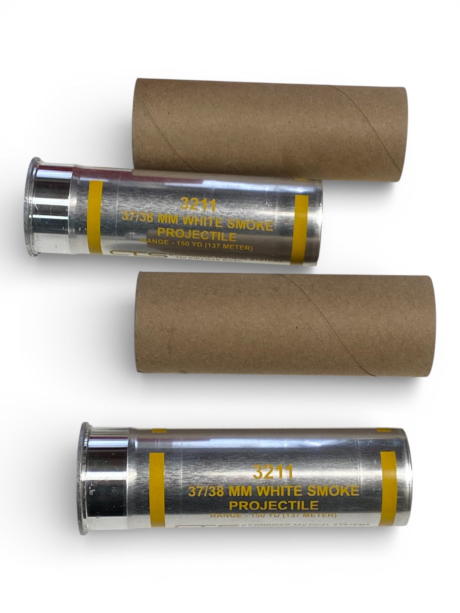 (2) New CTS #3211 37/38mm White Smoke Projectile: Combined Tactical Systems 