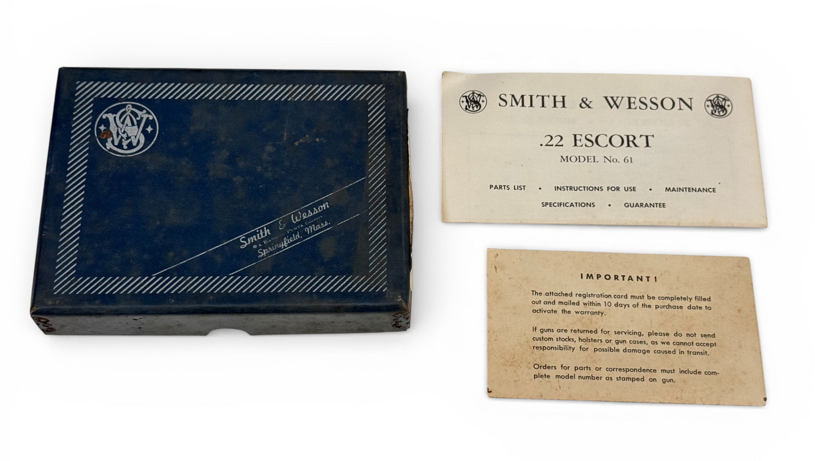Smith & Wesson Model No. 61 .22 Escort Pistol 2-Piece Blue Box w/ Papers (1 of 6)