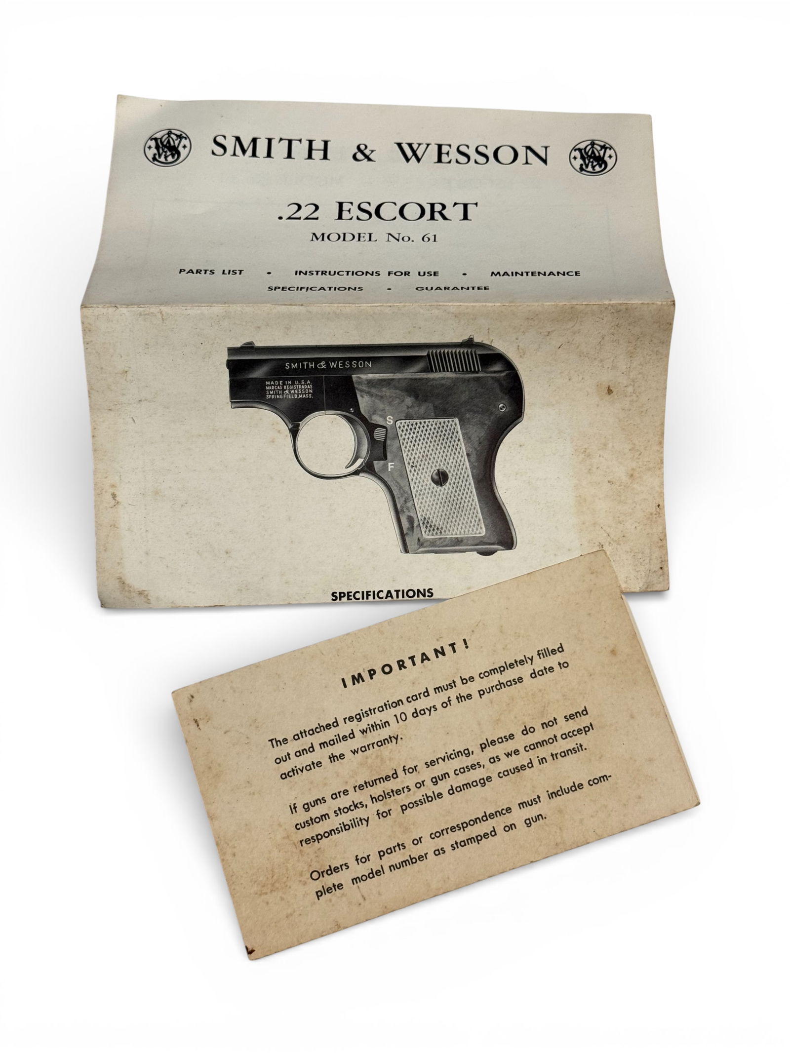Smith & Wesson Model No. 61 .22 Escort Pistol 2-Piece Blue Box w/ Papers - 6
