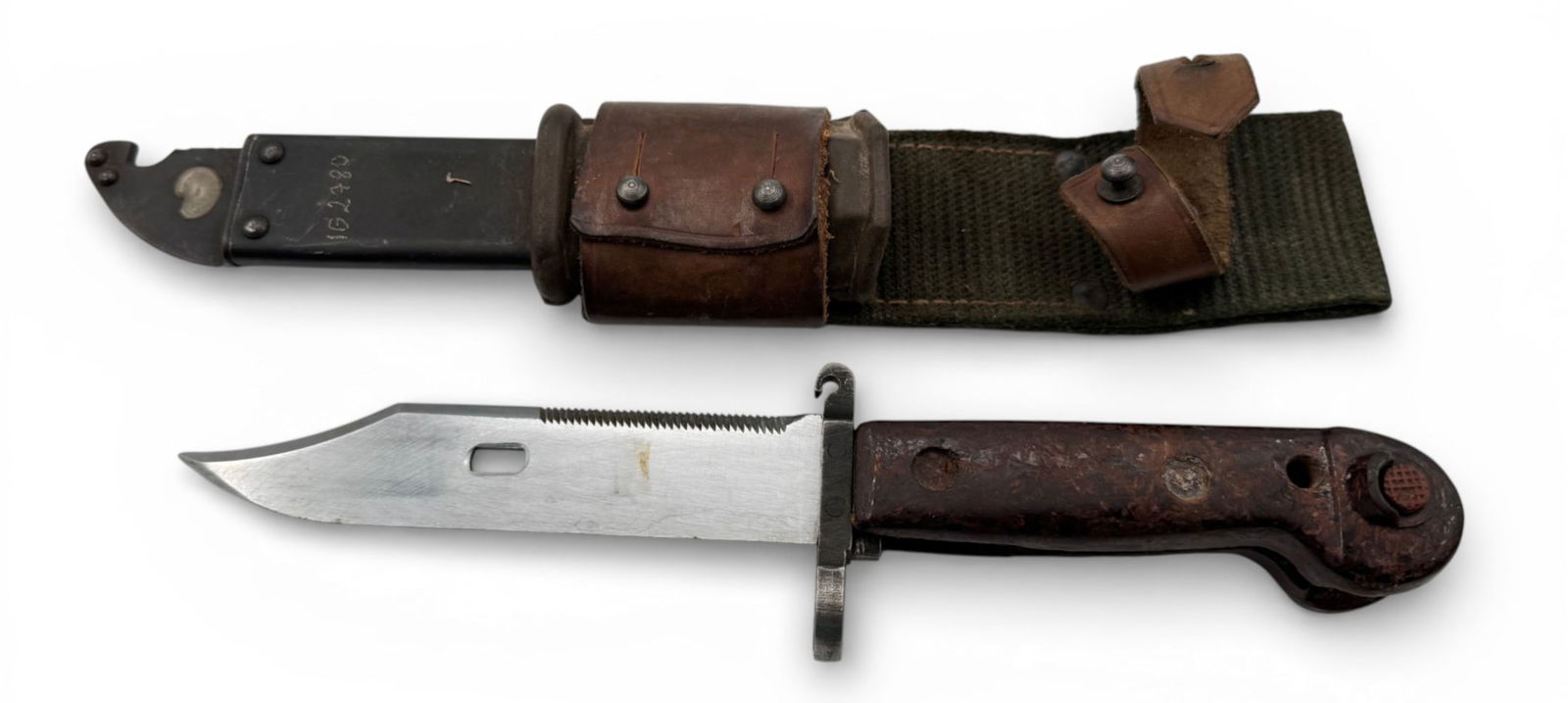 Romanian AK-47 AKM Type I Bayonet: Serialized which means it was issued with an AKM at one point. Excellent condition. 