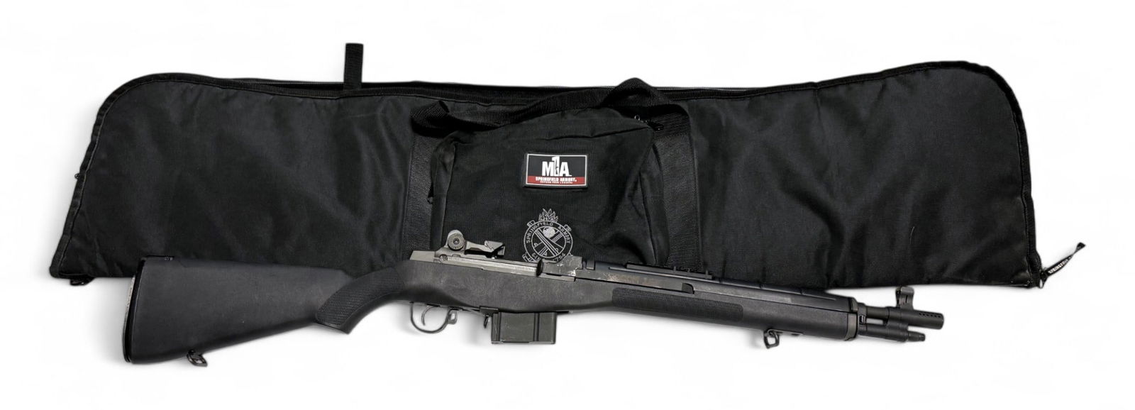 Excellent Springfield Armory M1A SOCOM 16 Semi-Automatic .308 WIN. Tactical Scout Rifle in Case: S#: 454947 | (1) 10-Round Magazine | Black Synthetic Stock | Factory Soft Case |||| CONDITION: Excellent, Like new. Comes in factory soft case. Mechanically functions. Bore is excellent. ||||| FFL