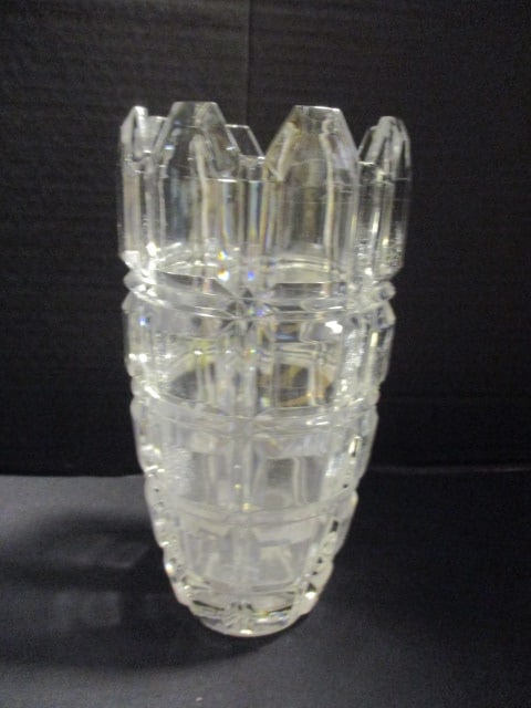 Towle Crystal Bohemian Block Large Block Vase: 9"h 