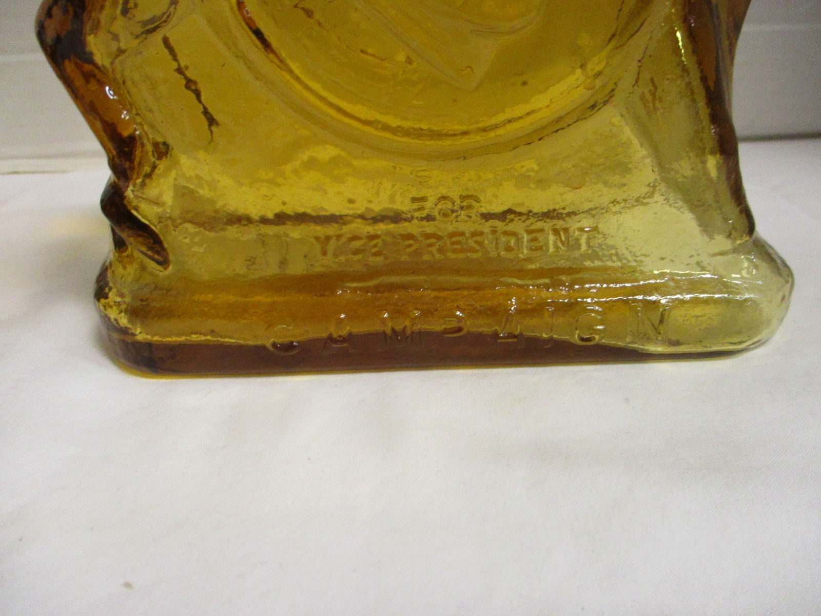 Two 1972 Wheaton Amber Color McGovern Campaign Commemorative Decanters - 10