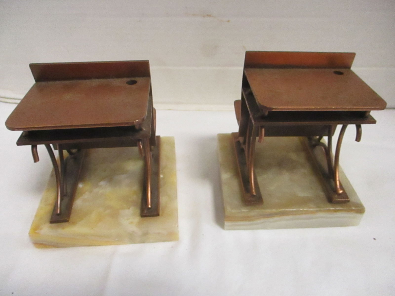 Pair of Curtis Jere Student Desk Sculptures with Marble Bases - 5