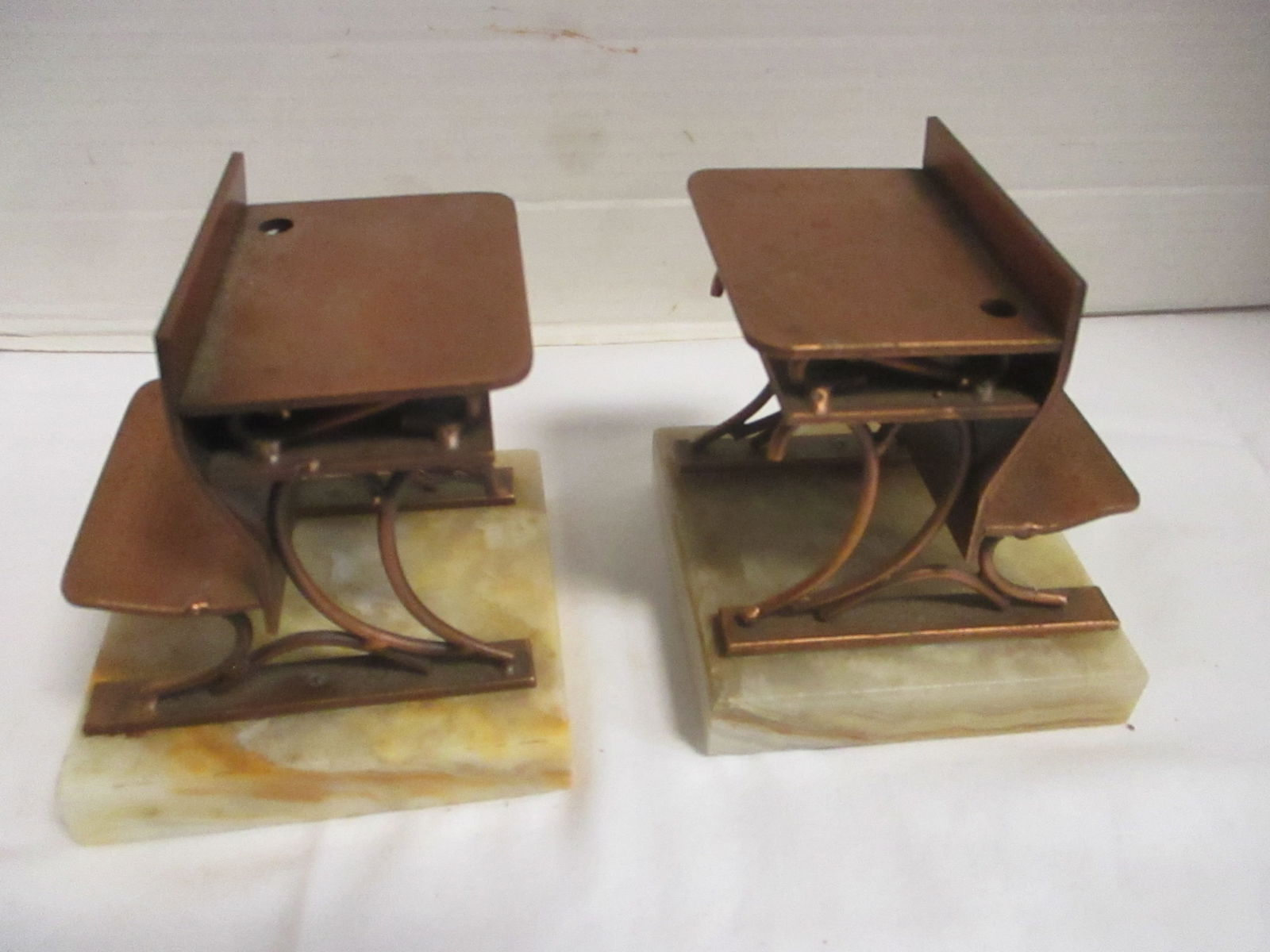 Pair of Curtis Jere Student Desk Sculptures with Marble Bases - 6
