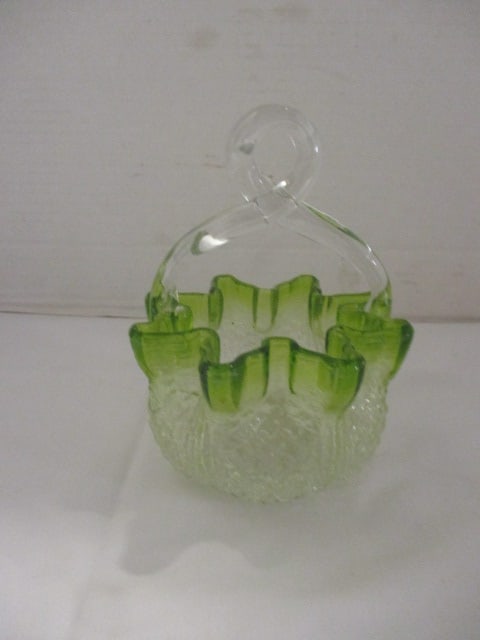 Circa 1890's Stevens & William Overshot Art Glass Basket: 5 1/2"h, per consigner note circa 1890's 