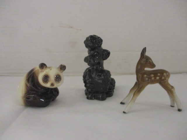 Three Vintage Goebel Poodle, Panda and Fawn Porcelain Figurines: . 