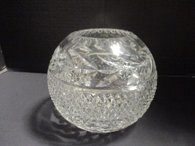 Vintage Cut Crystal Rose Bowl: 6"h 