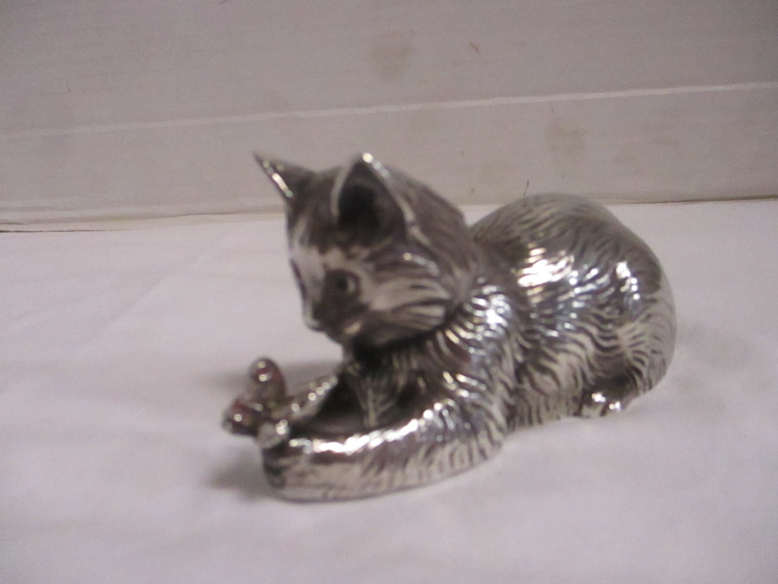 Reed & Barton Silverplate Musical Windup Kitten w/ Butterfly Figurine (1 of 5)