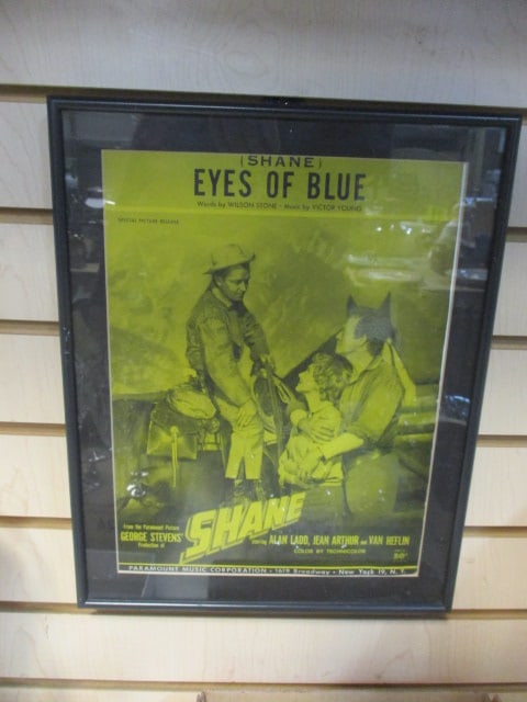 Framed and Matted "Eyes of Blue" Sheet Music from the Movie "Shane": 11" x 14" 