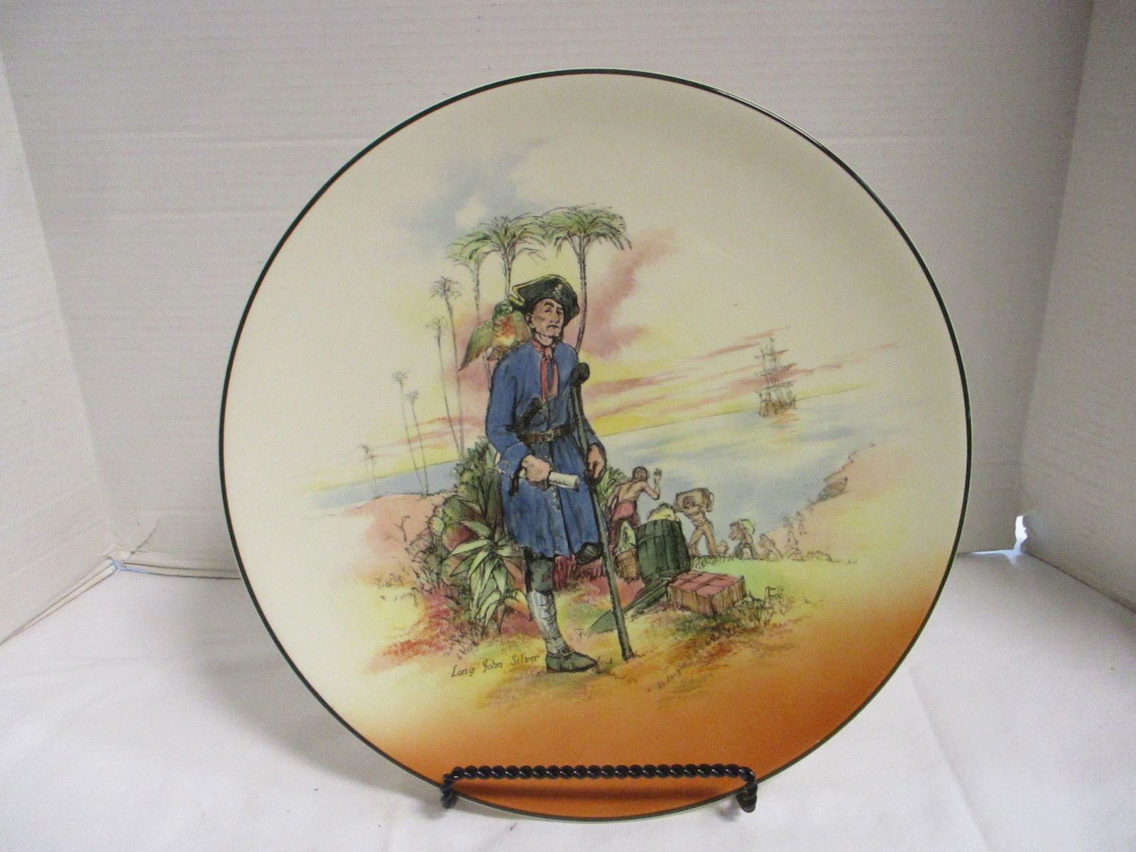 Vintage Royal Doulton "Treasure Island Long John Silver" Charger with Easel: 13 1/4"dia, #D6376