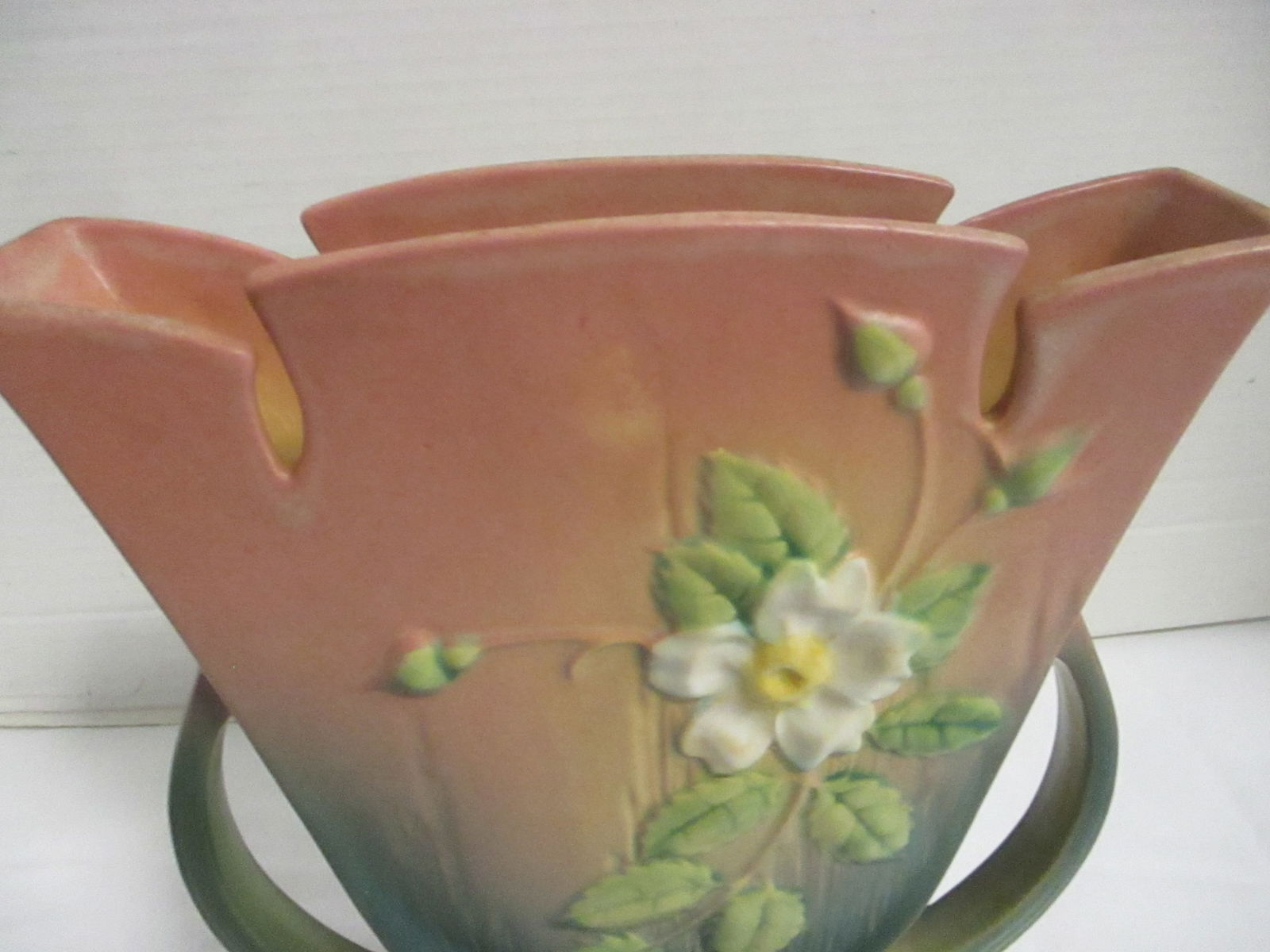 Circa 1940 Roseville Pottery White Rose Vase - 2