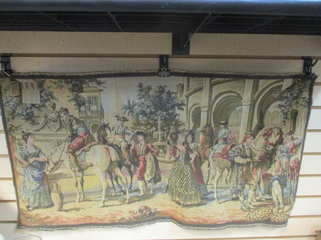 1920-30's Italian Tapestry Panel: 37" x 19", raw edge-could be used for bench cover, made in Italy on back 
