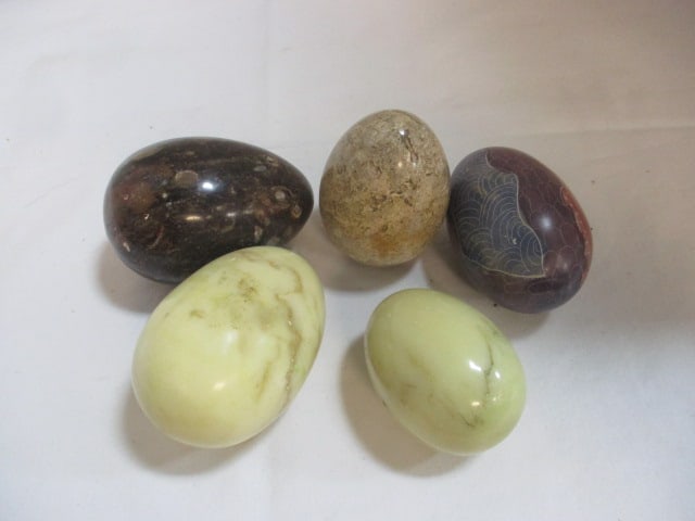 Grouping of Polished Stone Eggs: . 