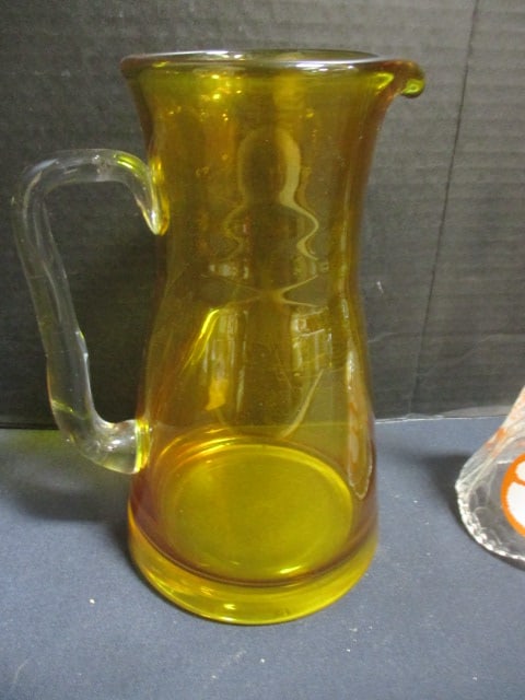Amber Glass Pitcher, Crystal Cruet, Waterford Desk Clock Case, Orrefors Votive Holder, - 20