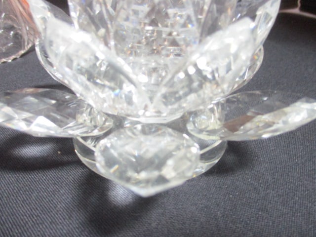 Amber Glass Pitcher, Crystal Cruet, Waterford Desk Clock Case, Orrefors Votive Holder, - 3