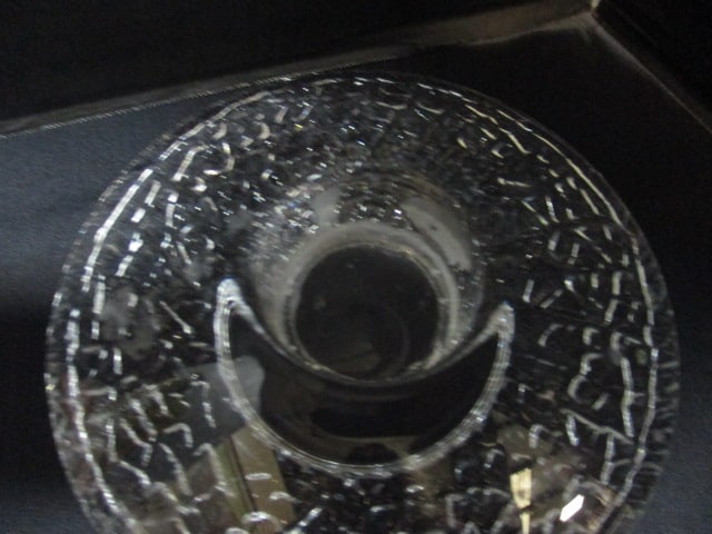 Amber Glass Pitcher, Crystal Cruet, Waterford Desk Clock Case, Orrefors Votive Holder, - 6