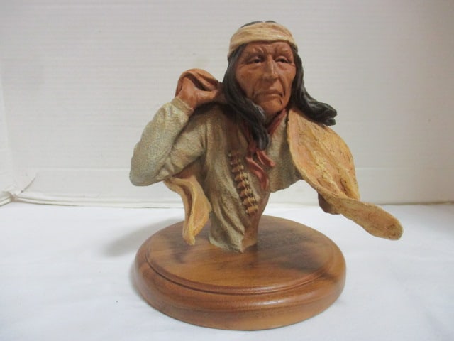 Mill Creek Studios "Chiricahau Wind" Native American Statue on Wood Base (1 of 7)