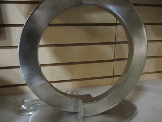 Pair of Contemporary Modern Brushed Steel Finish Table Lamps - 5