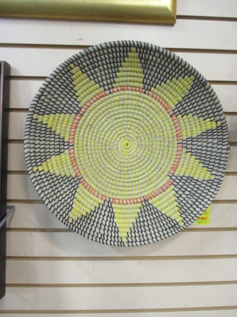 Native American Style Coil Basket Wall Hanger: 18 1/2"dia 