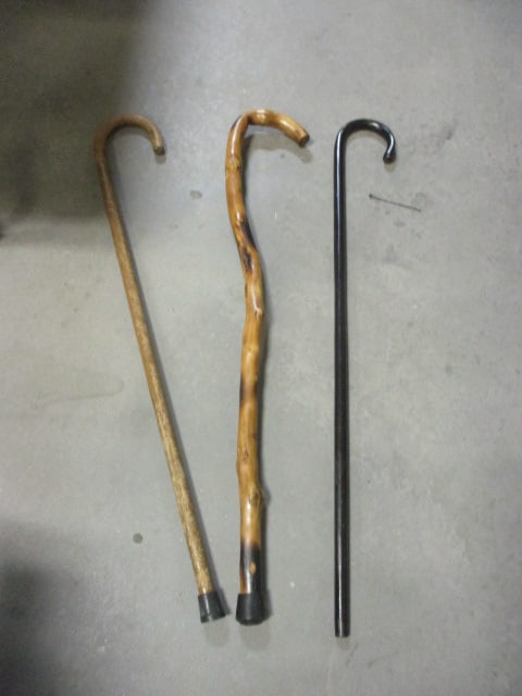 Three Wood Canes: One live edge, Local Pickup Only 