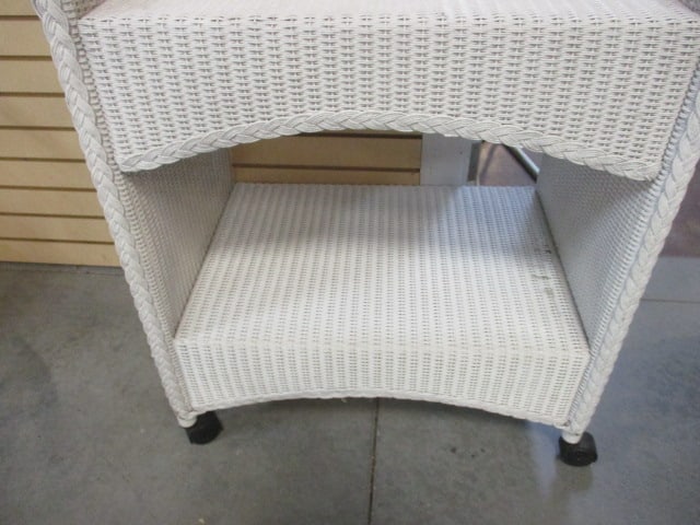 White Woven Wicker Tea Cart - 4