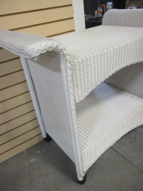 White Woven Wicker Tea Cart - 6