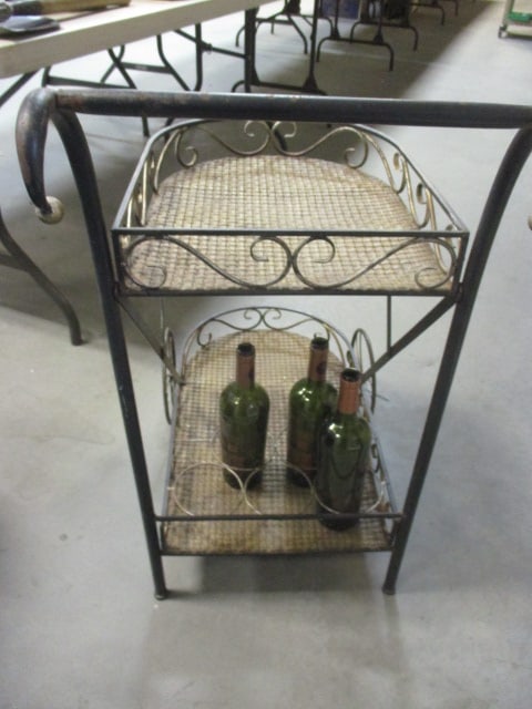 Metal Tiered Beverage Cart with Bottle Holders - 6