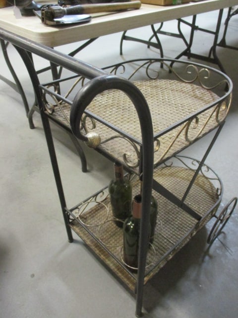 Metal Tiered Beverage Cart with Bottle Holders - 7
