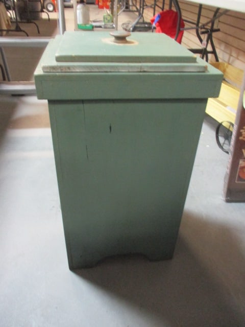 Painted Green Hand Crafted Wooden Trash Can Holder (1 of 5)
