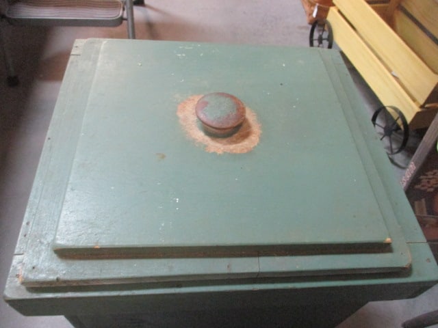 Painted Green Hand Crafted Wooden Trash Can Holder - 2