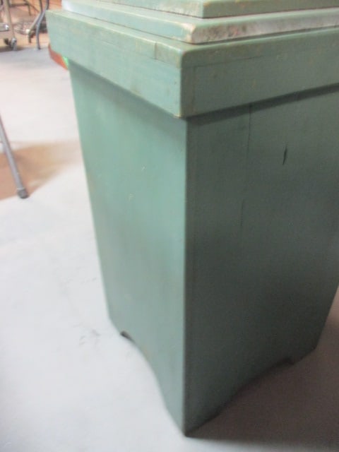 Painted Green Hand Crafted Wooden Trash Can Holder - 4