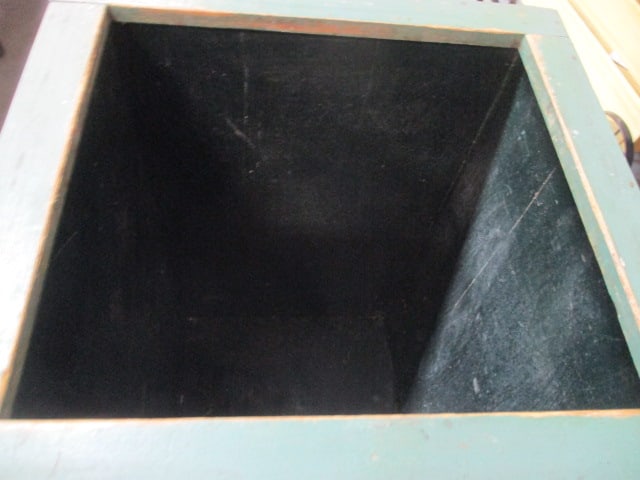 Painted Green Hand Crafted Wooden Trash Can Holder - 5