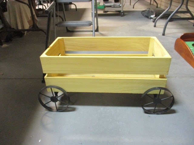 Decorative Painted Wooden Flower Wagon Planter (1 of 5)