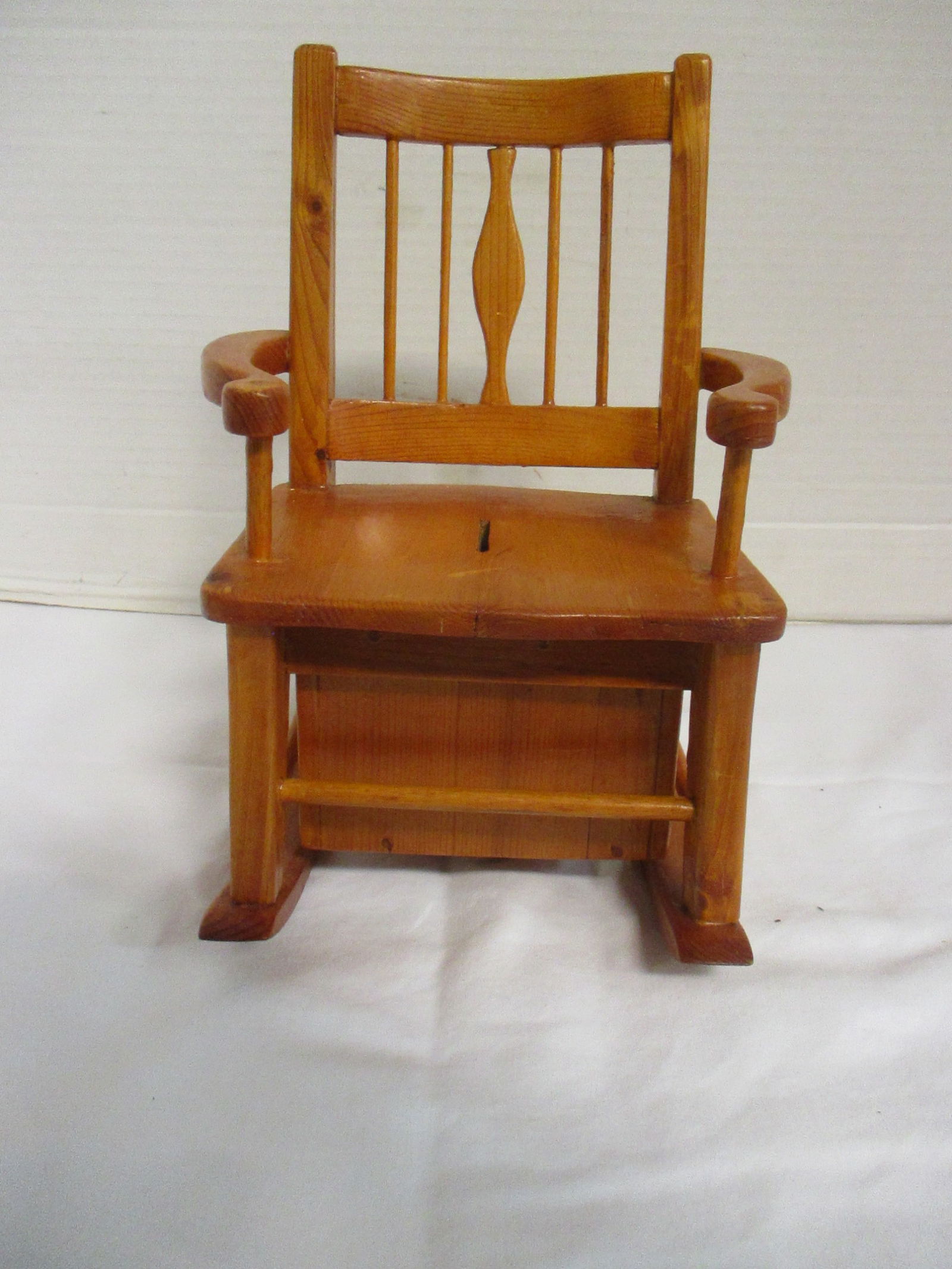 Folk Art Hand Made Wooden Rocker Coin Bank: 9 1/2"h 