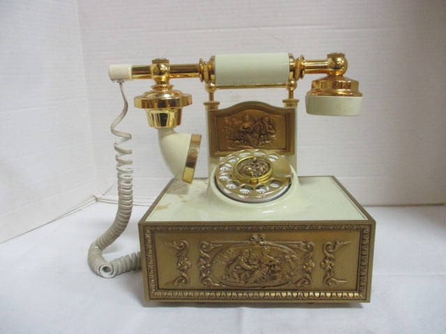 Deco-Tel French Motif Accent Princess Rotary Dial Desk Phone: Circa 1980 