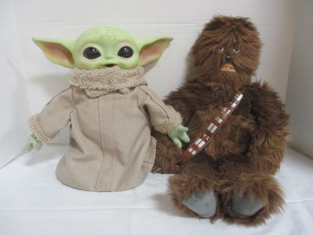 Two Star Wars Franchise Plush Figures-2020 Grogu(Baby Yoda) and Disney Parks: Chewbacca 